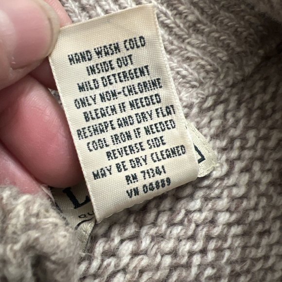 LL Bean Oatmeal Speckle Lambs Wool Knit Henley Front Mens XL - Picture 5 of 6